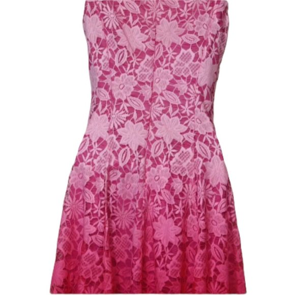 New York and Company womens dress size 0 pink ombre lace fit & flare mini - Picture 9 of 10